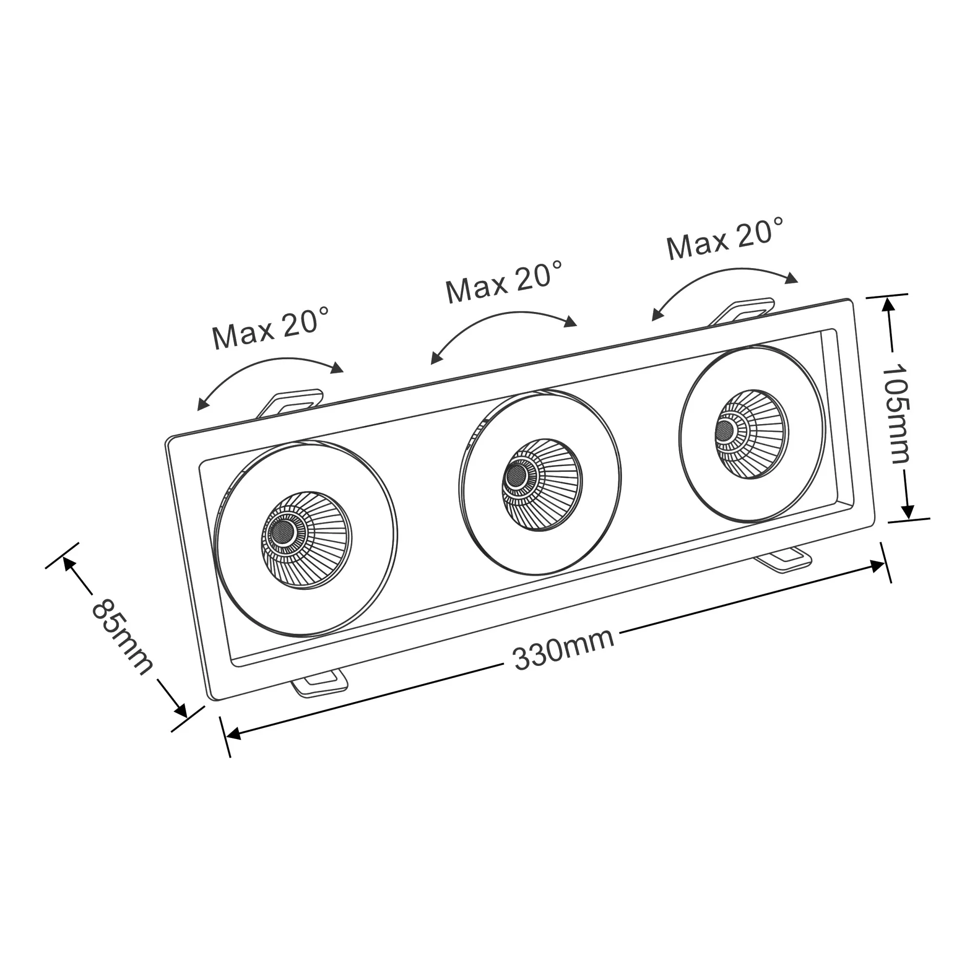 BIZZ 12-3 Recessed Ceiling Luminaires Dlux Multi-Head Recess Ceiling
